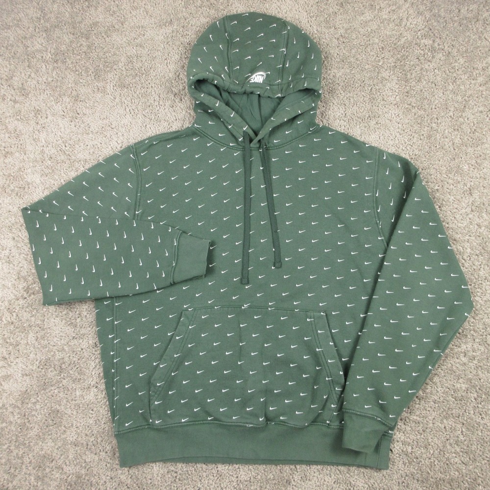 Nike Sweater Mens Large Green Sportswear Club Fleece Pullover Hoodie Sweatshirt